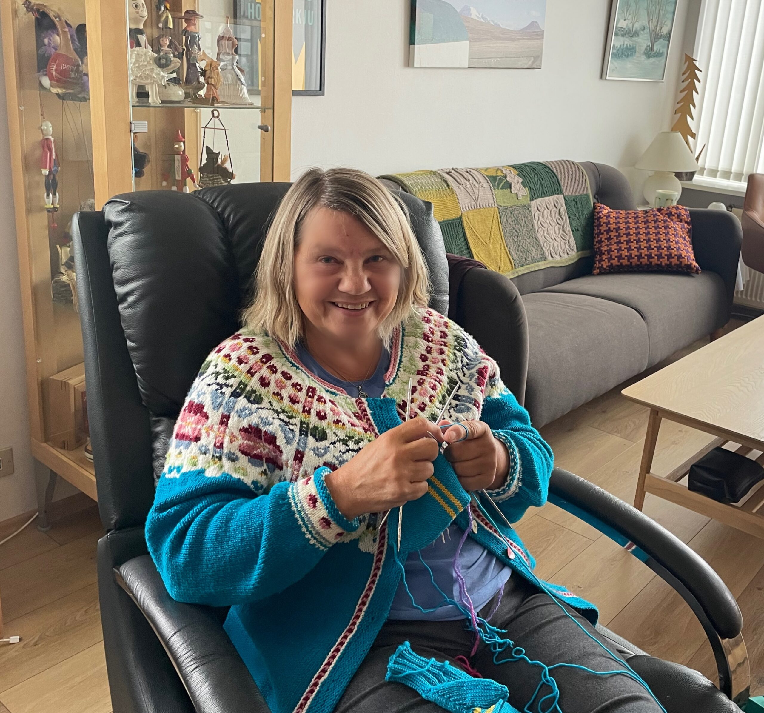 Where is the best place to knit? During a social visit?